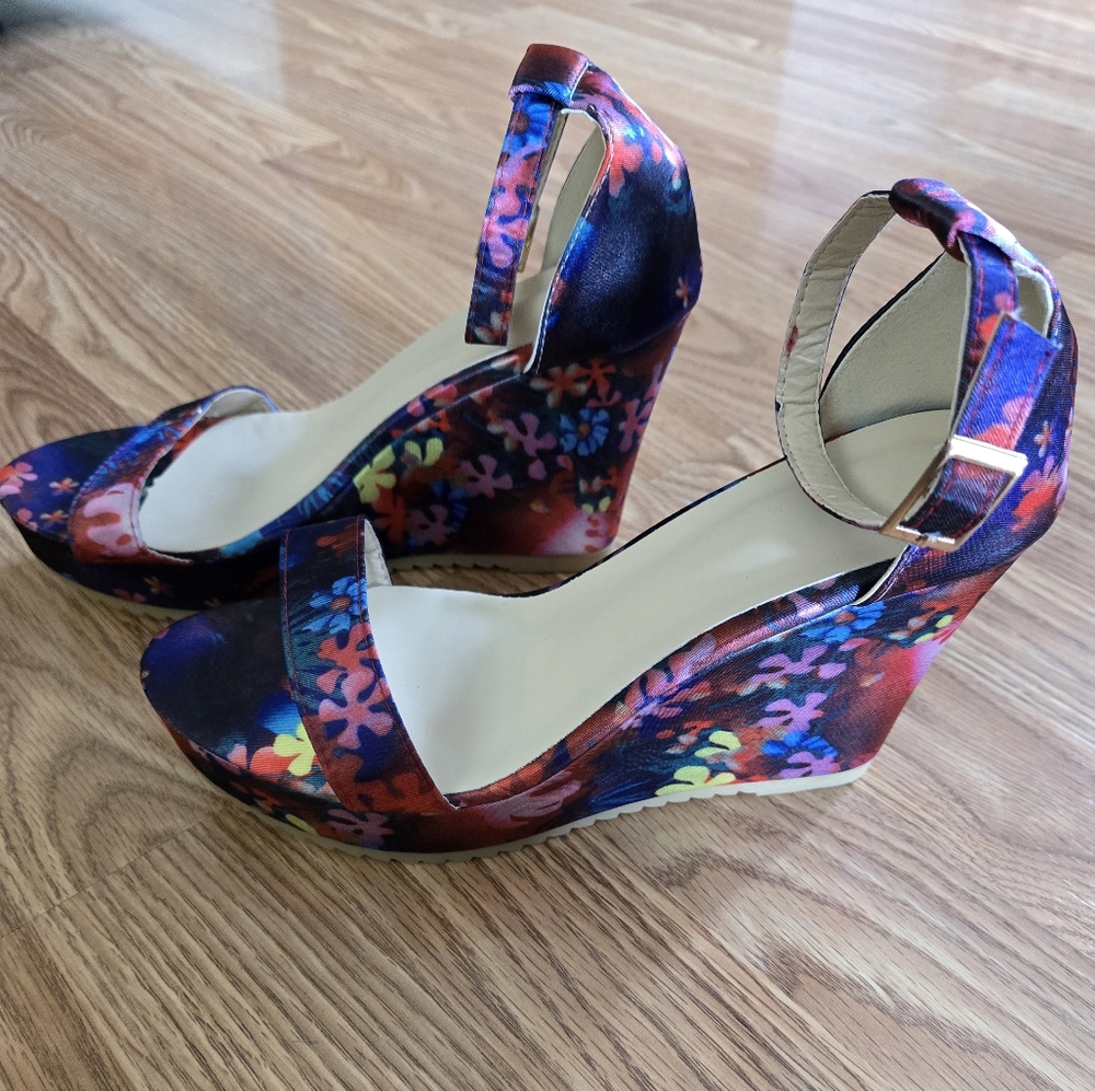 Colorful Ankle Strap Wedge Sandals